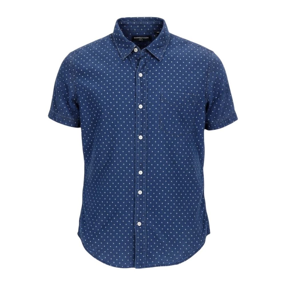 Banana Republic Factory Short Sleeve Chambray Print Shirt - sz Small